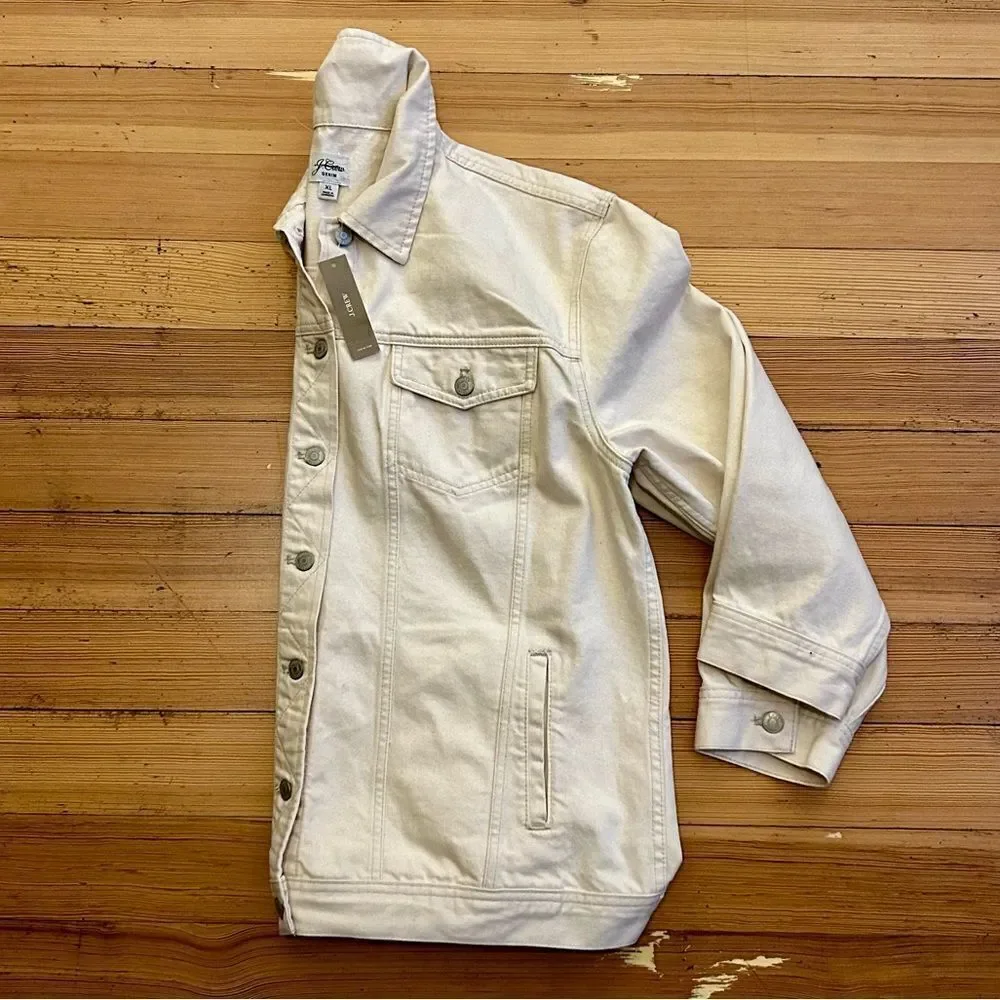 J. Crew Relaxed denim jacket in Ecru. Size XL. NWT.